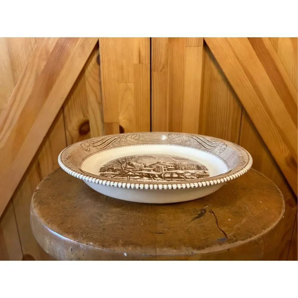 Vintage Currier & Ives American Farm Scene Royal China Jeannette Corp Plate Pie